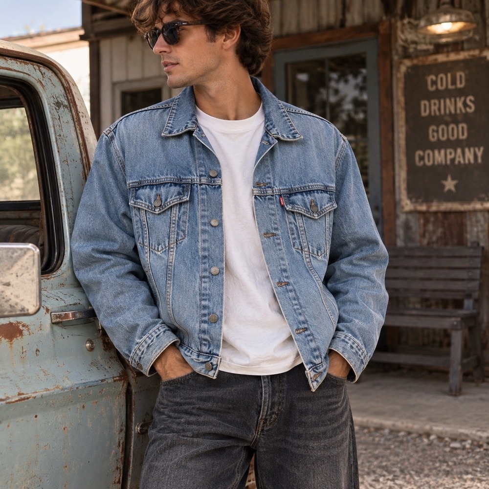 Levi's Men's XL Light Wash Denim Trucker Jacket 100% Cotton Y2K  americana